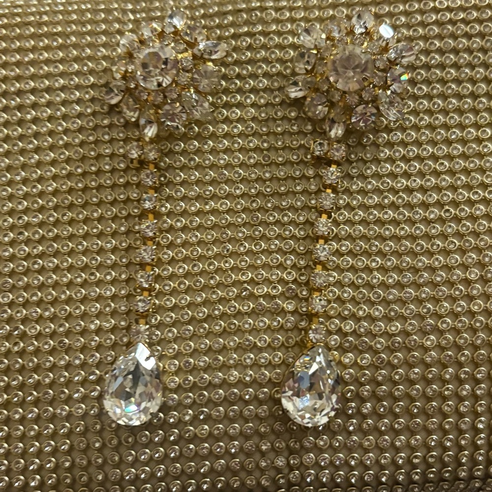 Elegant Gold and Silver Crystal Drop Earrings Beautiful